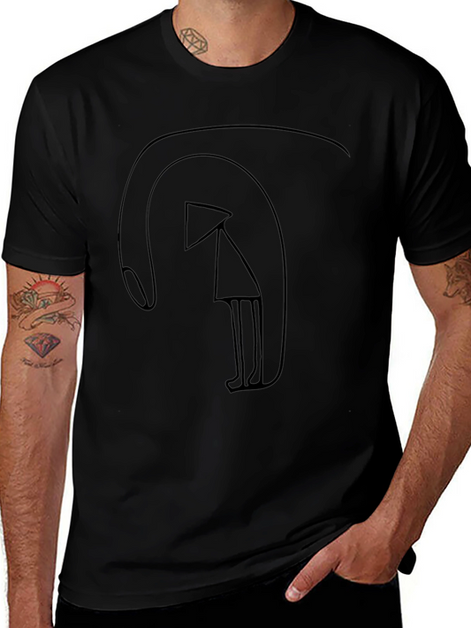 Abstract Graphic Print Mens Black T-Shirt