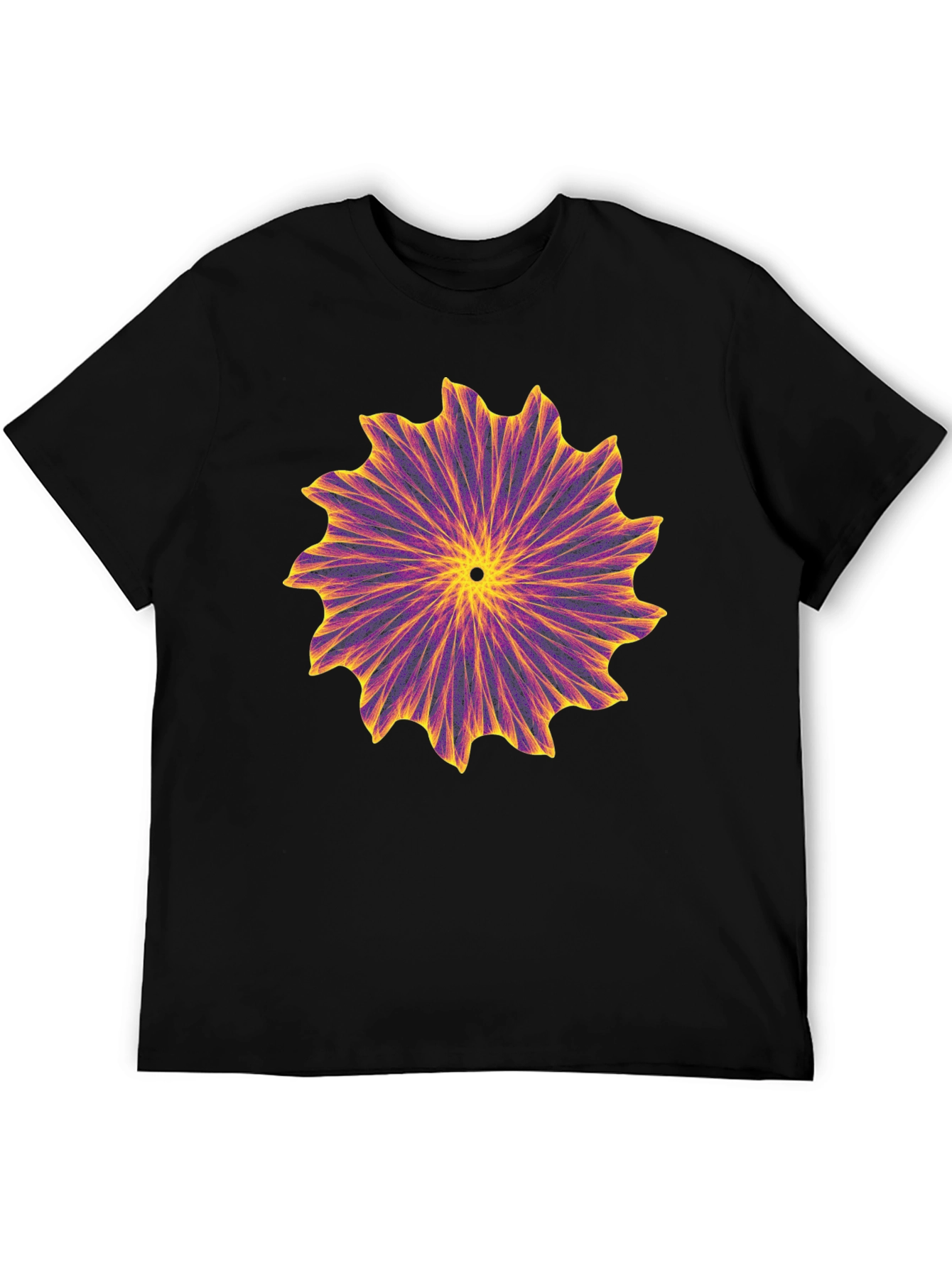 Abstract Floral Pattern Black T-Shirt