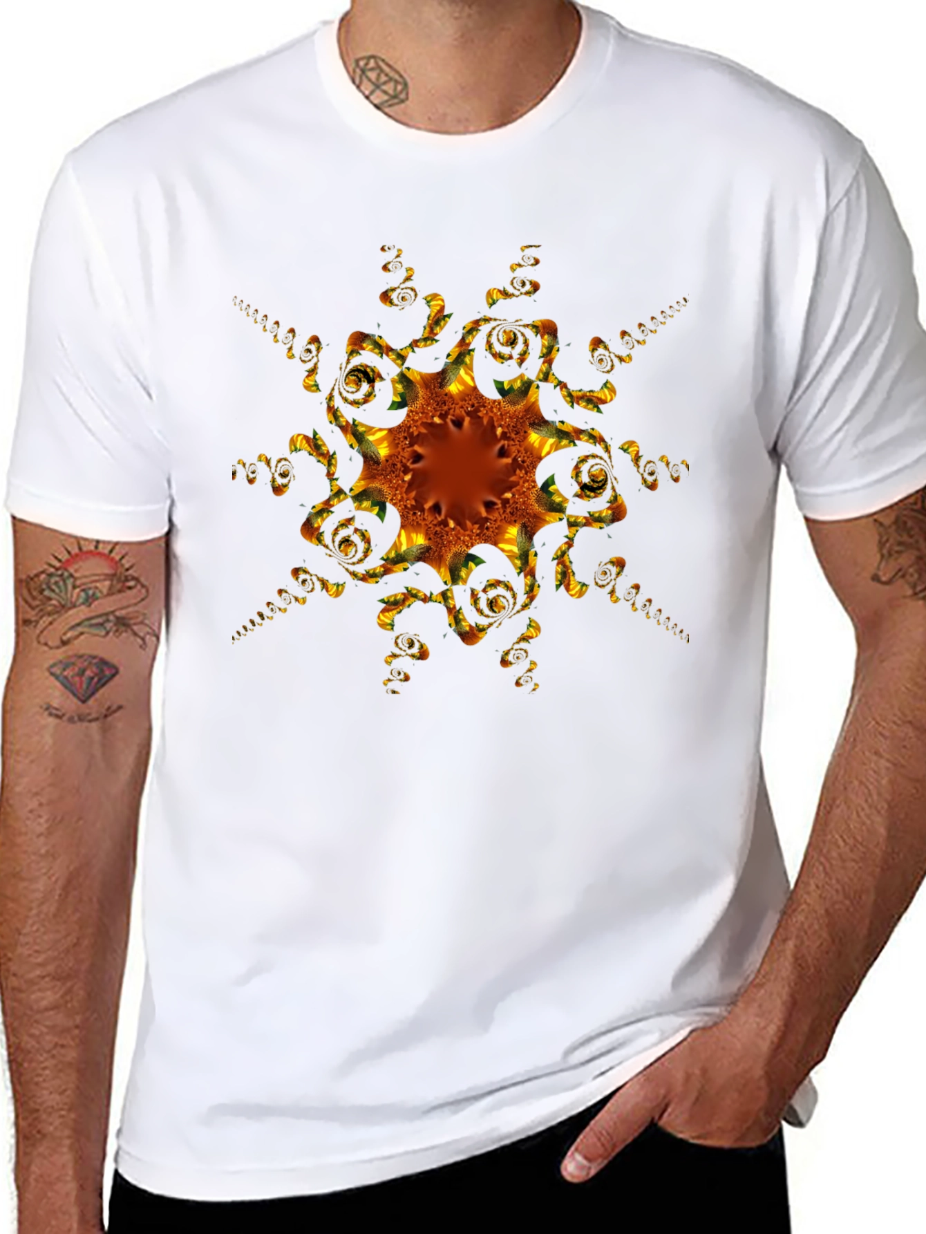 Abstract Fractal Design Black T-Shirt