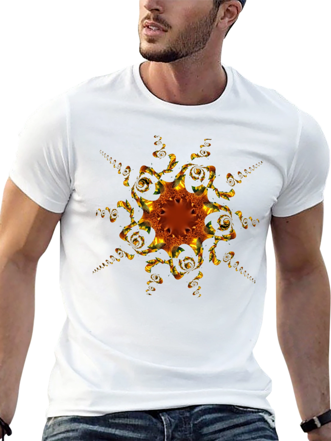 Abstract Fractal Design Black T-Shirt