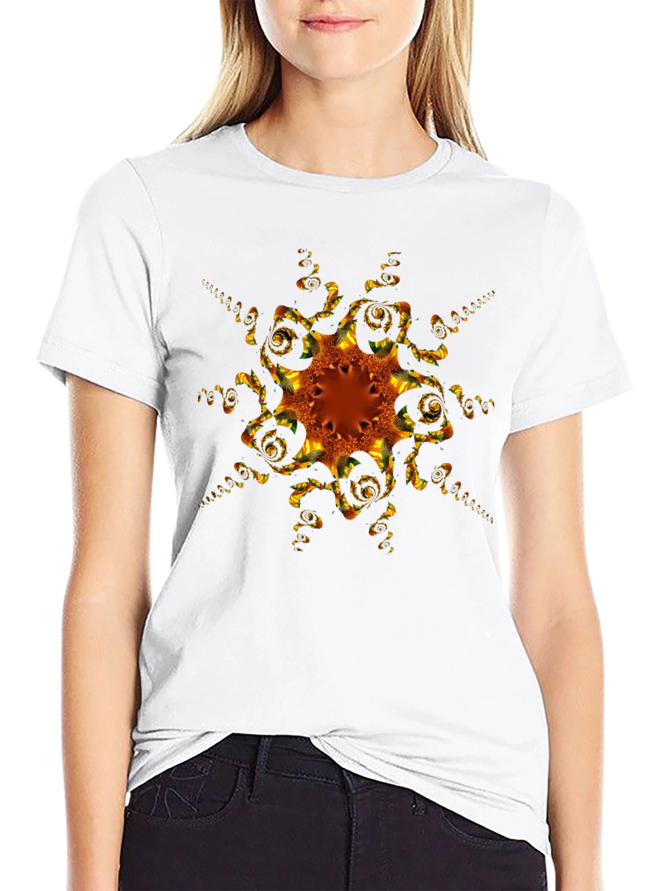Abstract Fractal Design Black T-Shirt