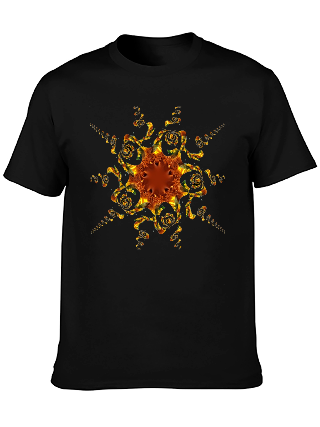 Abstract Fractal Design Black T-Shirt