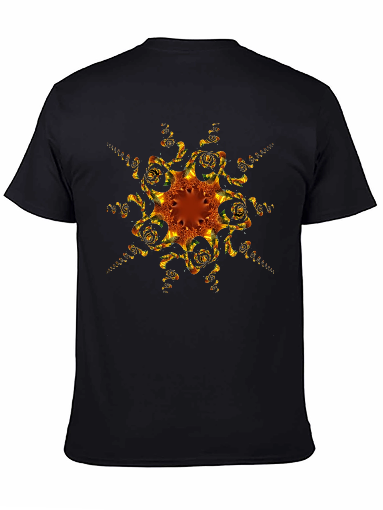 Abstract Fractal Design Black T-Shirt