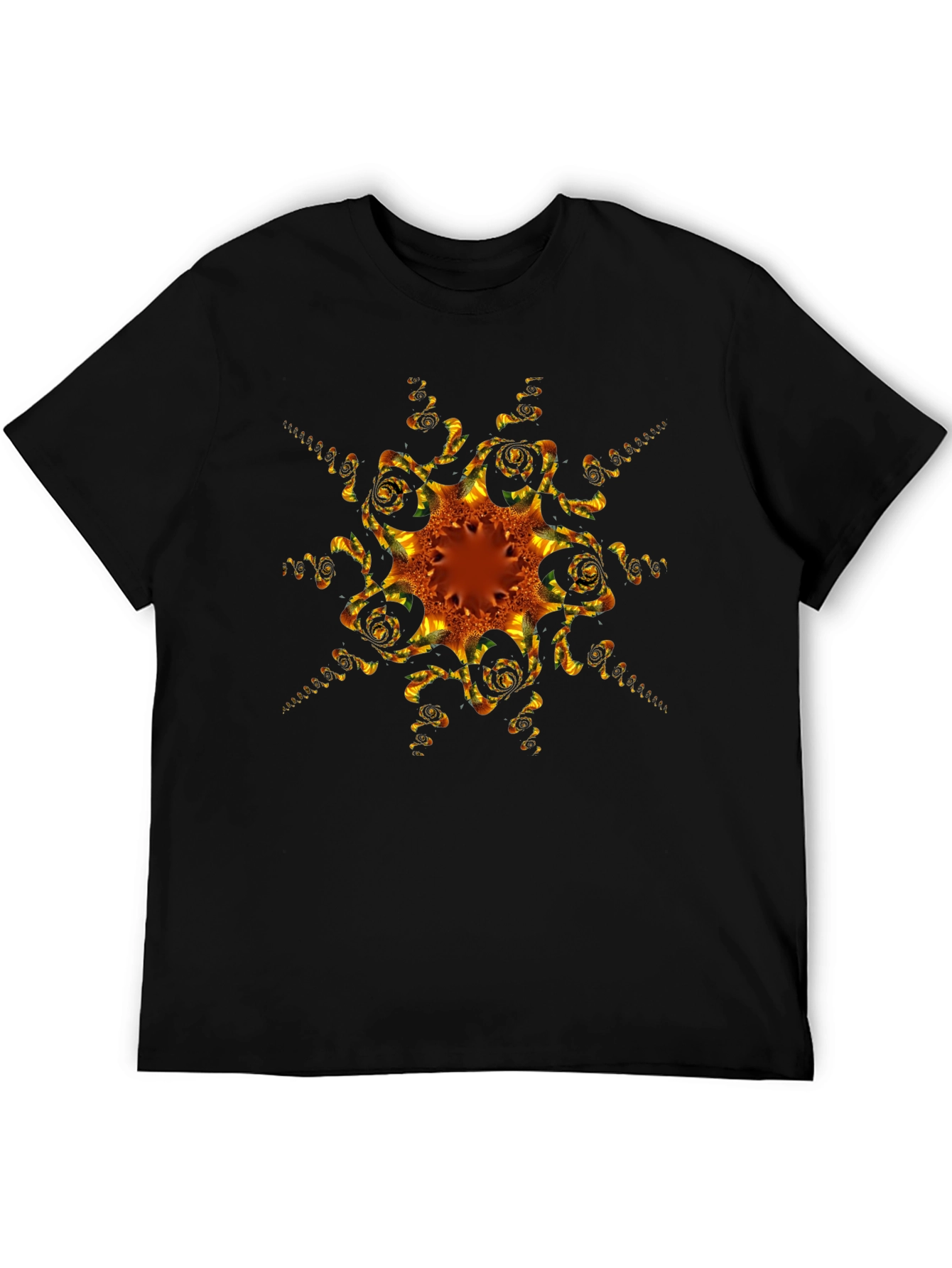 Abstract Fractal Design Black T-Shirt