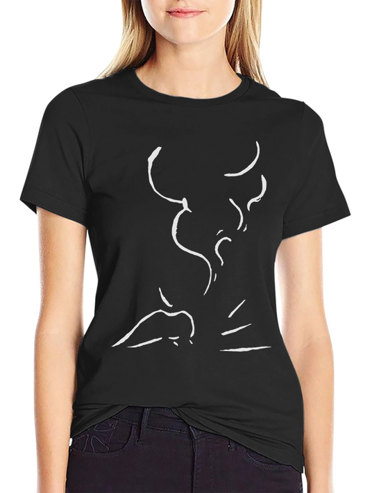 Abstract Bull Graphic Black Cotton T-Shirt